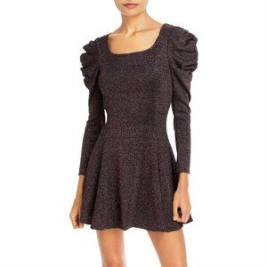 AQUA BRAND METALLIC FIT AND FLARE DRESS, NWT
